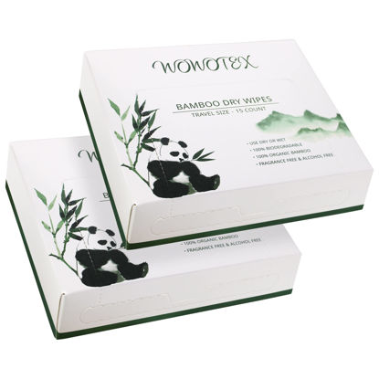 Picture of WOWOTEX Travel Size Bamboo Rayon Disposable Face Towel Biodegradable Large Dry Face Wipes 30 Count/2 Box Extra Thick Soft Clean Facial Towels for Facial and Body Cleansing, Travel, Camping