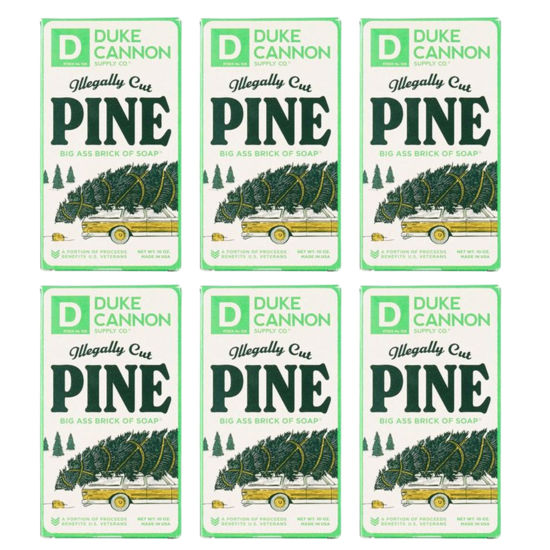 Picture of Duke Cannon Supply Co. Big Brick of Soap Bar for Men Holiday Edition Illegally Cut Pine (Fresh Split Pine Scent) Multi-Pack- Superior Grade, Extra Large, Paraben-free, Cruelty-Free, 10 oz (6 Pack)