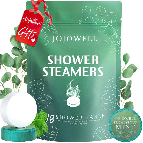 Picture of JoJowell Shower Steamers Aromatherapy - 18 Pack Shower Bombs Birthday Gifts for Women, Mom, Organic with Eucalyptus Mint Essential Oils, Eucalyptus for Shower, Mens Valentines Day Gifts for Him Her