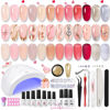 Picture of Born Pretty 28Pcs Jelly Gel Nail Polish Kit With U V Light 48W Nail Lamp 12 Colors Jelly Pink Nude Neutral Gel Polish Set with Base/Top Coat Gel Manicure All-In-One Nail Gel Kit Ideal Gifts