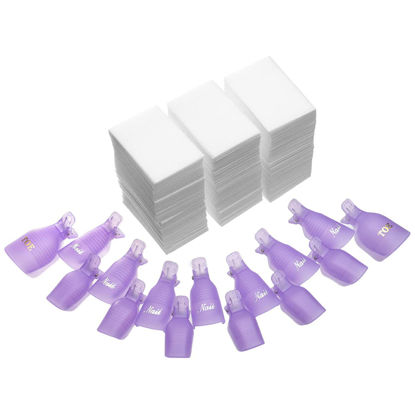Picture of INFILILA Nail Polish Remover Clip Set 20pcs Nail Clip Caps Nail Soak Off Clips For Finger And Toe 1000pcs Lintfree Nail Polish Remover Wipes For UV Gel Acrylic Nail Polish Removal