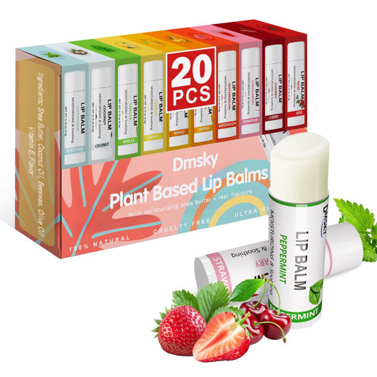 Picture of Dmsky Lip Balm Bulk,Fruit Lip Balm, Hydrating Lip Balm for Men Women Kids, 0.15 Oz, 20 count (Pack of 1)