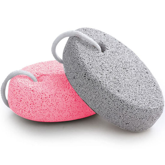 Picture of Natural Foot Pumice Stone for Feet, Borogo 2-Pack Lava Pedicure Tools Hard Skin Callus Remover for Feet and Hands - White&Red