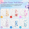 Picture of AZUREBEAUTY Dip Powder Nail Transparent Crystal Dried Flower Set, Blue Green Purple Pink Yellow 6 Colors Natural Real Clear Dipping Powder Starter Kit Nail Art Manicure Salon, No Need Nail Lamp Cured