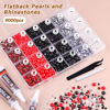 Picture of 9000PCS Flatback Pearls and Rhinestones for Crafting, Red White Black 3-10mm Resin Rhinestones and Half Pearls for Bedazzling, Nail Art and Dec with 3pcs B7000 Jewelry Glue, Tweezer and Pickup Pencil