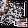 Picture of 80g Flatback Pearls and Rhinestones for Crafting, Black White 3-10mm Resin Rhinestones and Half Pearls for Bedazzling, Nail Art and Dec with 3pcs 10ml B7000 Jewelry Glue, Tweezer and Pickup Pencil