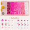 Picture of 9000PCS Flatback Pearls and Rhinestones for Crafting, Dark Pink Mixed Size 3-10mm Resin Rhinestones and Half Pearls for Bedazzling, Nail Art and Decoration with Tweezer and Pickup Pencil