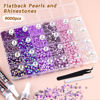 Picture of 9000PCS Flatback Pearls and Rhinestones for Crafting, Purple 3-10mm Resin Rhinestones and Half Pearls for Bedazzling, Nail Art and Dec with 3pcs B7000 Jewelry Glue, Tweezer and Pickup Pencil