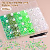 Picture of 9000PCS Flatback Pearls and Rhinestones for Crafting, Green Mixed Size 3-10mm Resin Rhinestones and Half Pearls for Bedazzling, Nail Art and Decoration with Tweezer and Pickup Pencil