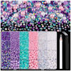 Picture of 9000PCS Flatback Pearls and Rhinestones for Crafting, Pink Purple Mixed Size 3-10mm Resin Rhinestones and Half Pearls for Bedazzling, Nail Art and Decoration with Tweezer and Pickup Pencil
