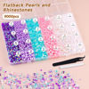 Picture of 9000PCS Flatback Pearls and Rhinestones for Crafting, Pink Purple Mixed Size 3-10mm Resin Rhinestones and Half Pearls for Bedazzling, Nail Art and Decoration with Tweezer and Pickup Pencil