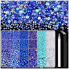Picture of 9000PCS Flatback Pearls and Rhinestones for Crafting, Dark Blue Mixed Size 3-10mm Resin Rhinestones and Half Pearls for Bedazzling, Nail Art and Decoration with Tweezer and Pickup Pencil