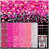 Picture of 9000PCS Flatback Pearls and Rhinestones for Crafting, Dark Pink 3-10mm Resin Rhinestones and Half Pearls for Bedazzling, Nail Art and Dec with 3pcs B7000 Jewelry Glue, Tweezer and Pickup Pencil