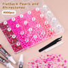 Picture of 9000PCS Flatback Pearls and Rhinestones for Crafting, Dark Pink 3-10mm Resin Rhinestones and Half Pearls for Bedazzling, Nail Art and Dec with 3pcs B7000 Jewelry Glue, Tweezer and Pickup Pencil