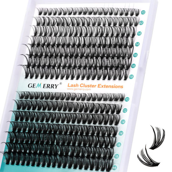 Picture of Lash Clusters GEMERRY 280pcs Clusters Lashes D Curl Soft&Natural Individual Lashes Cluster Eyelash Clusters DIY Lash Extensions at Home（30P+40P-10-18mm)
