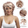 Picture of AWAYTR Long Satin Bonnet for Women - Double Layer Elastic Silk Bonnet for Braids Hair Sleeping Cap with Tie Band (Champagne)