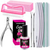 Picture of FANDAMEI Nail Buffers and Files, Manicure Tools Kit with 3PCS Nail File, 2PCS Nail Buffer, Rectangular Nail Buffer Block, Cuticle Nippers, Cuticle Pusher, Cuticle Peeler. Cuticle Oil and Nail Brush.
