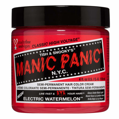 Picture of MANIC PANIC Electric Watermelon Pink Hair Dye - Classic High Voltage - Semi-Permanent Hair Color - Neon Pink Shade - Glows Under Black Lights - Vegan, PPD & Ammonia-Free - For Coloring Hair