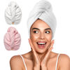 Picture of YFONG 2 Pack Microfiber Hair Towel Wrap for Women, Super Absorbent Quick Dry Hair Turban for All Hair Style Anti Frizz, Large Hair Drying Towel with Button