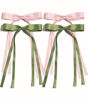 Picture of 4pcs Hair Clips for Women Tassel Ribbon Bowknot Hair Clips with Long Tail, Women Hair Clip for Girl, Solid Hair Clips Long Hair Accessories Barrettes Claw Hair Clips with Bow (Pink Green)