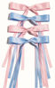 Picture of 4pcs Hair Clips for Women Tassel Ribbon Bowknot Hair Clips with Long Tail, Women Hair Clip for Girl, Solid Hair Clips Long Hair Accessories Barrettes Claw Hair Clips with Bow (Pink Light Blue)