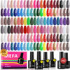 Picture of MEFA 47 PCS Gel Nail Polish Kit, 42 Colors Christmas Collection Nude Pink White Colorful Gel Polish Set with 5 Pcs Base and Glossy/Matte/Glitter Top Coat DIY Manicure Art at Home Gifts for Women