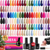 Picture of MEFA 46 Pcs Gel Nail Polish Set, 42 Colors All Seasons Gel Polish Set Valentine's Colorful Begginer Kit Kit with Base Coat & Glossy/Matte Top Coat, Nail Art Manicure Salon DIY Gifts for Girls