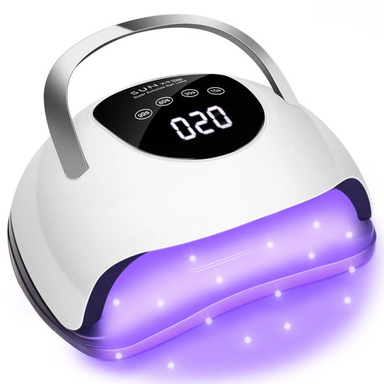 Picture of Wisdompark LED Nail Lamp 220W for Gel Nails Fast Curing Dryer with 57pcs Lamp Beads 4 Timers Professional UV Light for Home Salon Nail Art Tools White