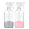 Picture of Worldgsb 2 Pack Glass Spray Bottles with Silicone Sleeve, 16 oz Empty Refillable Containers with Adjustable Spray Nozzles, Spray Bottles for Hair, Cleaning Solutions and Plants Pink&Grey