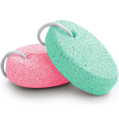 Picture of Natural Foot Pumice Stone for Feet, Borogo 2-Pack Lava Pedicure Tools Hard Skin Callus Remover for Feet and Hands -Red&Blue