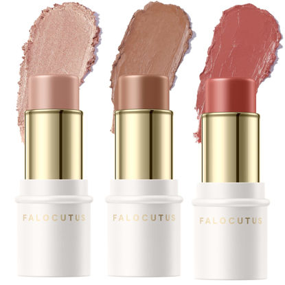 Picture of FALOCUTUS 3 Pcs MEDIUM Contour Stick Set,Cream Blush & Highlighter Bronzer Pen,Long Lasting & Smooth Natural Face Contouring Illuminator,Professional Makeup Kit for All Skin