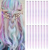 Picture of KGBFASS Colored Clip in Hair Extensions Long Straight Colorful Hair Pieces Synthetic Rainbow Hairpieces for Kids (16pcs)