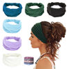 Picture of GiLi 6 Pack Wide Headbands for Women Non Slip Soft Elastic Hair Bands Yoga Running Sports Workout Gym Head Wraps, Knotted Cotton Cloth African Turbans Bandana (with 6 Pcs Hair Ties)