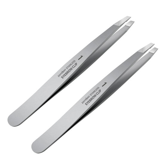 Picture of Flat and Slant Tip Tweezers of 2 Pack, Stainless Steel Precision Tweezer for Women Eyebrow & Hair Removal
