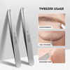 Picture of Flat and Slant Tip Tweezers of 2 Pack, Stainless Steel Precision Tweezer for Women Eyebrow & Hair Removal