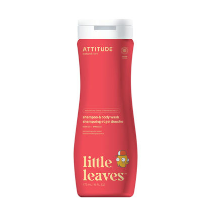 Picture of ATTITUDE Shampoo and Body Wash for Kids, EWG Verified Hair and Body Cleanser, Dermatologically Tested Soap, Plant and Mineral Based Bath Products, Vegan, Mango, 16 Fl Oz