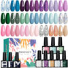 Picture of PHOENIXY 24 PCS Gel Nail Polish Kit，Blue Colors Gel Nail Polish Set with Base Glossy Matte Top Coat Purple Pink Nail Polish Set