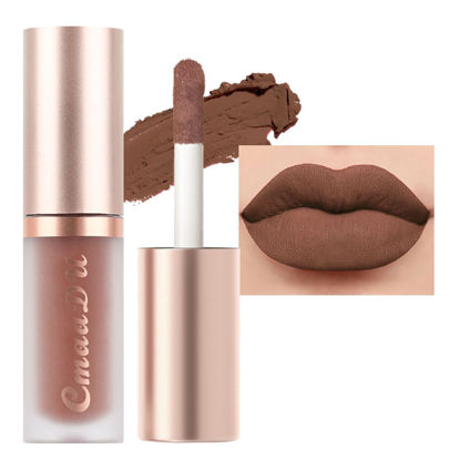 Picture of evpct 1Pcs Brown Matte Liquid Lipstick Lip Gloss Glossy Set for Black Women 24 Hour Silky Velvet Lipstick labiales matte larga duracion mate 24 horas originales 02#