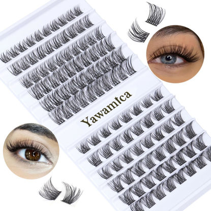 Picture of Eyelash Clusters D Curl Lash Extension 2 Styles Mixed Lash Clusters DIY Eyelash Extensions 10-16mm Individual Lashes Cluster Lashes Natural Wispy Eyelashes 108pcs by Yawamica