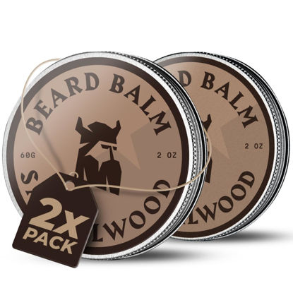 Picture of Striking Viking Beard Balm for Men - Leave-In Beard Conditioner, Sandalwood Scented Styling Balm with Naturally Derived Butter, Argan & Jojoba Oils (2 Oz/Bottle, 2 Pack)