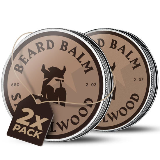 Picture of Striking Viking Beard Balm for Men - Leave-In Beard Conditioner, Sandalwood Scented Styling Balm with Naturally Derived Butter, Argan & Jojoba Oils (2 Oz/Bottle, 2 Pack)