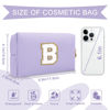 Picture of Personalized Makeup Bag Initial A-Z Preppy Patch Bag,Small PU Leather Travel Cosmetic Bag Pouch with Zipper,Purple Cute Toiletry Bag,Gift Ideal for Teen Girls Women Birthday Friend Mom,Latter B