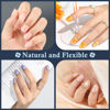 Picture of Luckyfairy Extra Short Almond Fake Nails, 504pcs Soft Gel x Pre-Shaped Acrylic Nail Tips, Half Matte Full Cover Clear Gelly Press on Flase Nail Tips for Extension Nail Manicure Home DIY 12 Sizes