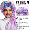 Picture of 2Pack Bonnets for Black Women Braid Bonnet, Large Long Bonnet Satin Bonnet for Braids,Black Women Silk Bonnet with Stretchy Tie Band Braid Bonnet for Sleeping Extra Long (Green&Light Purple Pattern)