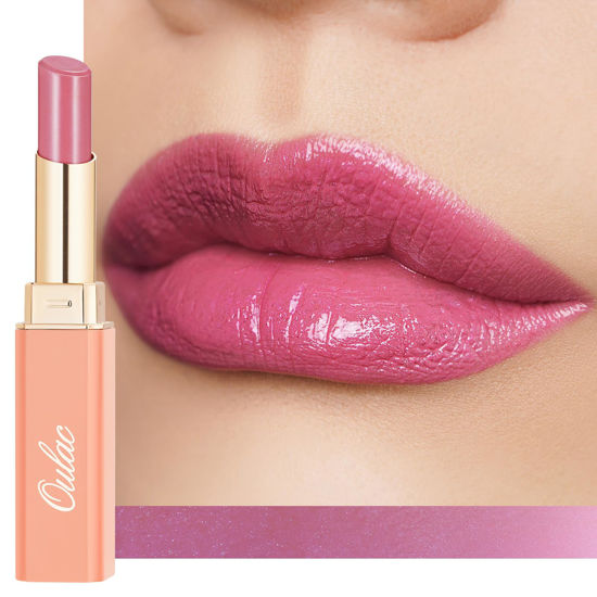 Picture of Oulac Moisture Mauve Pink Lip Gloss - 2 in 1 Shimmer Lipstick & Lip Balm, Long Lasting Hydrating, Juicy & Glossy finish, Smooth for Dry, Cracked and Chapped Lips, Vegan 2.2g/0.07oz (S04)