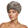 Picture of INNELO Luxury Shower Cap for Women Reusable Waterproof, Double Layered Shower Hair Cap with Adjustable Elastic Strap, Large Satin Lined Shower Bath Cap for Long Curly Straight Hair, Leopard