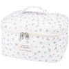 Picture of Large Travel Quilted Makeup Bag for Women,Big Floral Cotton Cosmetic Bag, Cute Coquette Aesthetic Floral Toiletry Organizer Bag (White Cherry)