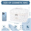 Picture of Large Travel Quilted Makeup Bag for Women,Big Floral Cotton Cosmetic Bag, Cute Coquette Aesthetic Floral Toiletry Organizer Bag (White Cherry)