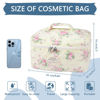 Picture of Large Travel Quilted Makeup Bag for Women,Big Floral Cotton Cosmetic Bag, Cute Coquette Aesthetic Floral Toiletry Organizer Bag (Pink pattern)