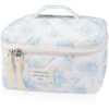 Picture of Large Travel Quilted Makeup Bag for Women,Big Floral Cotton Cosmetic Bag, Cute Coquette Aesthetic Floral Toiletry Organizer Bag (Blue Rose)